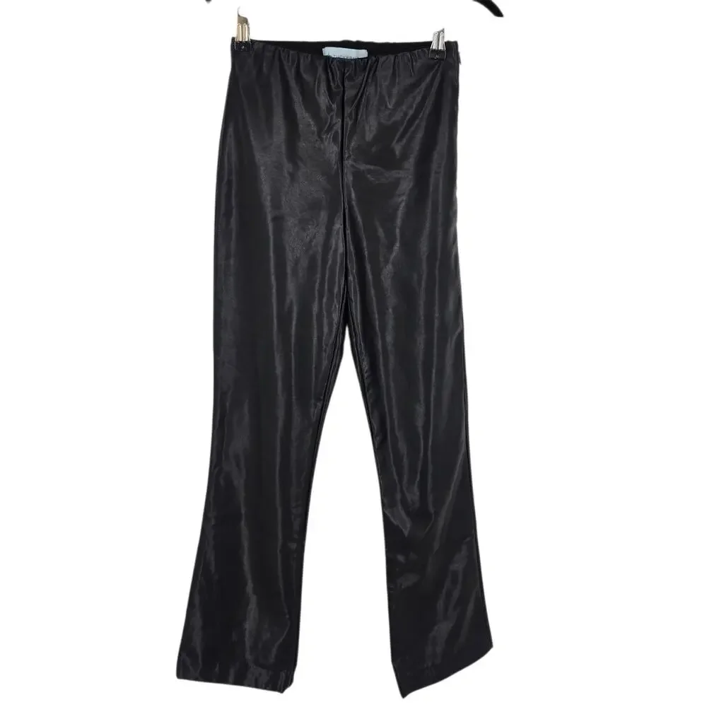 Tuckernuck Black Ashford Faux Leather Elastic Cropped Kick Flare Pants Size XS